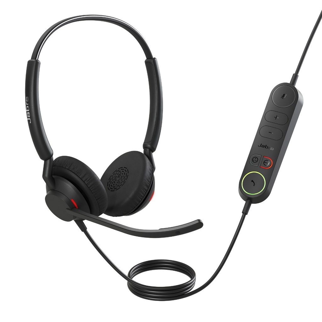SPJ-E-40-D-UC-CA Jabra Engage 40 (Inline Link) UC Dual USB-C/A Corded Headsets, Lightweight & sturdy, Double the mic, Busylight, Hearing Protection Audio Quality