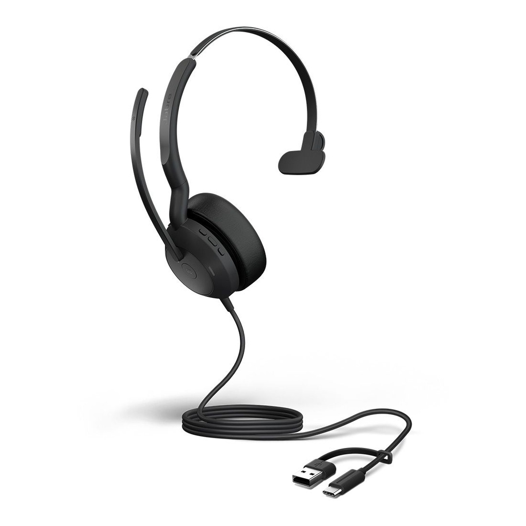 SPJ-E2-50-M-MS-CA Jabra Evolve2 50, USB C/A MS Mono Headset, Bluetooth®, 4 microphones, Active Noise Cancellation, Busylight, Call management, Air Comfort technology