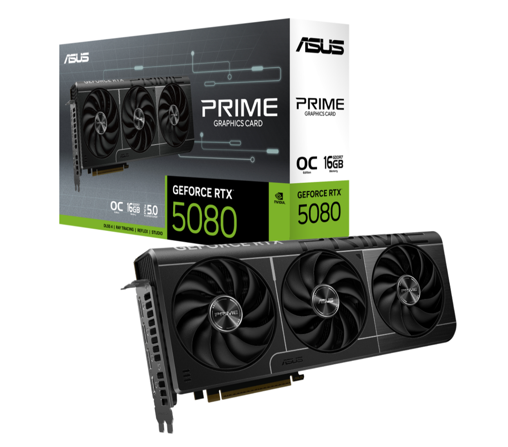 VCA-RTX5080-O16G-PR ASUS nVidia GeForce PRIME-RTX5080-O16G OC Edition 16GB GDDR7 2655 MHz Boost Clock 30 Gbps 256-bit Digital Max Resolution 7680 x 4320