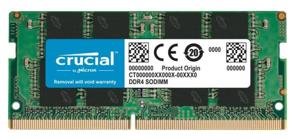 MECN4-1X16G32S-P Crucial 16GB (1x16GB) DDR4 SODIMM 3200MHz CL22 1.2V Single Ranked Notebook Laptop Memory RAM