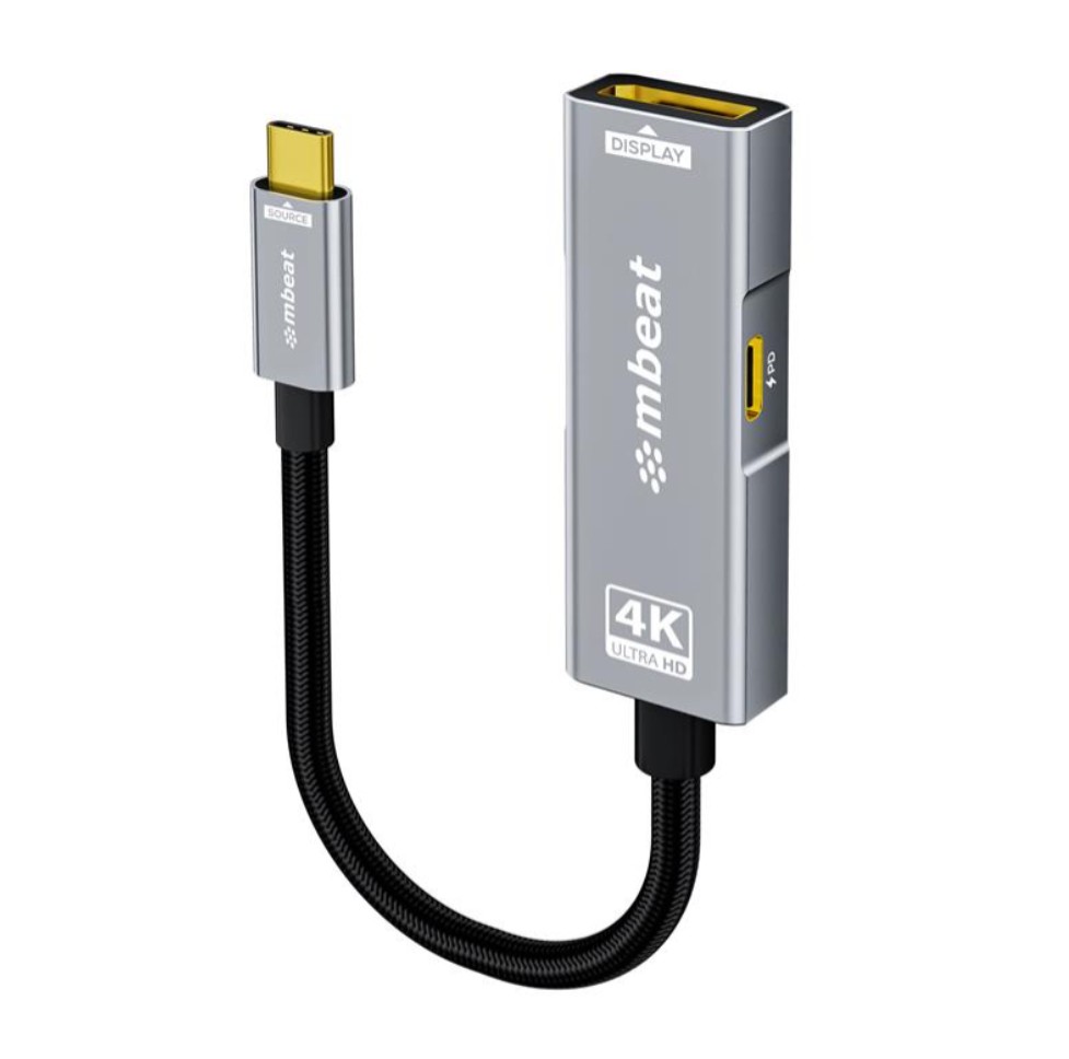 [USMB-XAD-PCDP] USMB-XAD-PCDP (LS) mbeat® Tough Link USB-C to DP Adapter with 100W PD - Space Grey 4K (3840 x 2160) @60Hz, 2K (2560 x 1440) @144Hz, 1080p (1920 x 1080) @240Hz