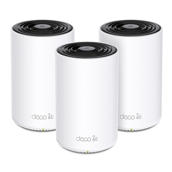 NWTL-DECOXE75-3 (CH)TP-Link Deco XE75 AXE5400 Tri-Band Mesh Wi-Fi 6E System(3-pack) 574 Mbps at 2.4 GHz + 2402 Mbps at 5 GHz + 2402 Mbps at 6 GHz