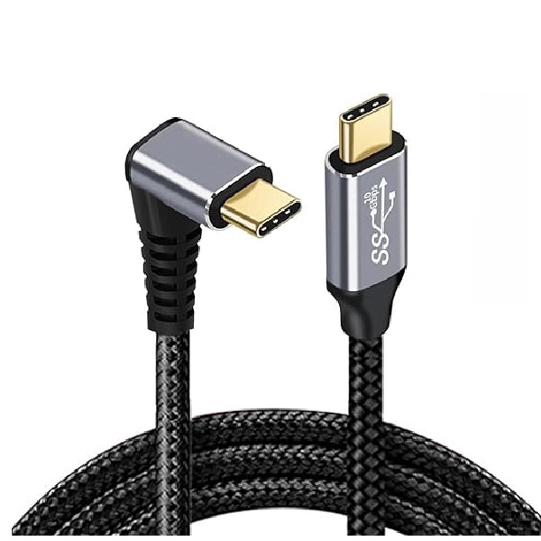 MPA-GUCRAC-BLK USP Braided USB-C to USB-C Right Angle Cable (1M) - Black,100W Power, Support 10Gbps Data Speed, Reversible Design,5 Years Warranty