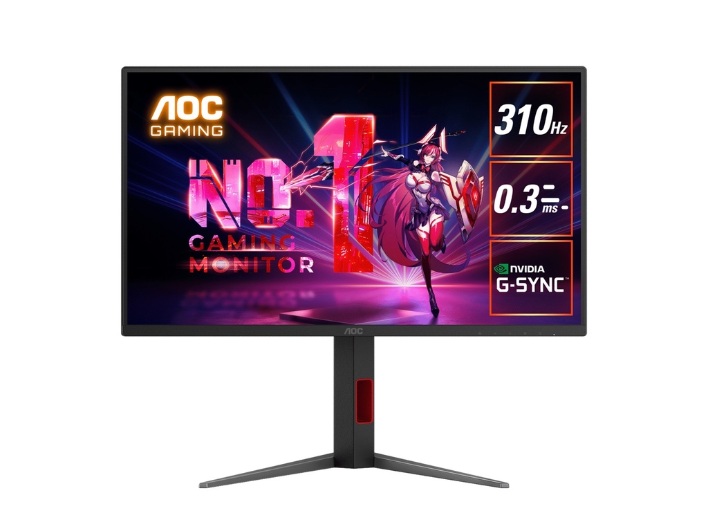 MNAO-25G4S AOC 24.5' 310Hz IPS Gaming Monitor 25G4S: Fast IPS, 1920x1080 @ 310Hz, 0.3ms response, 400 cd/m² brightness, 115% sRGB, adjustable stand, HDMI & DP