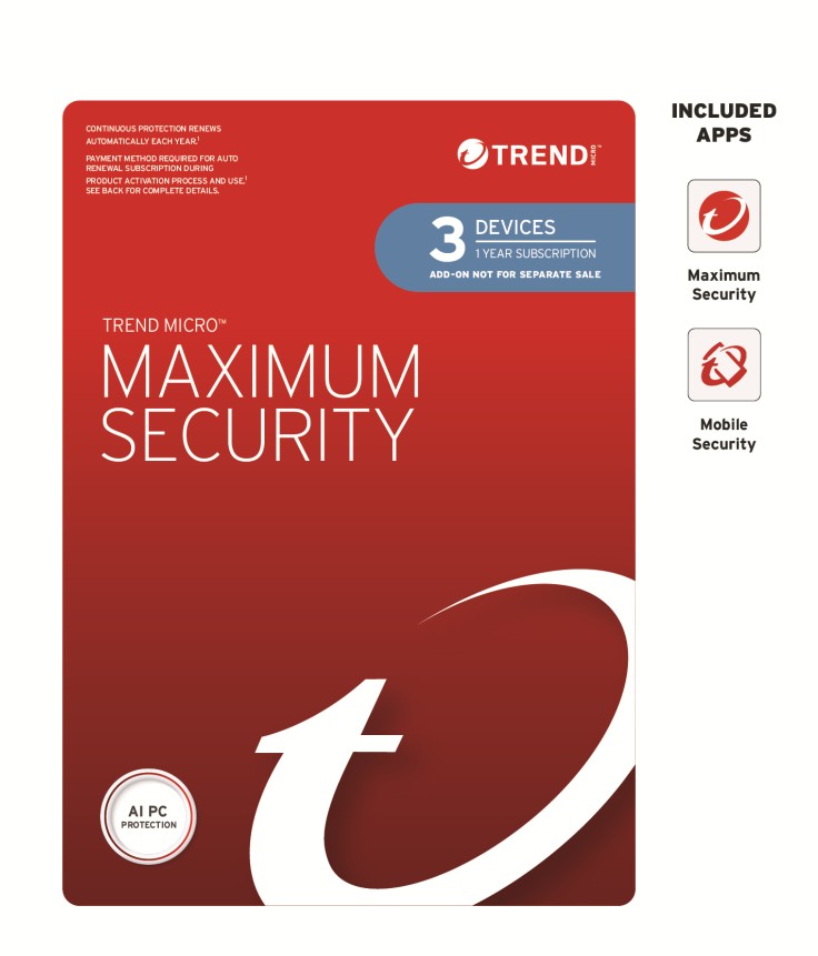 STRENDMAXSECRETPLUS3-1Y-O Trend Micro Maximum Security Plus (3 Devices) 1 Year Add-on OEM (Plus = Secure VPN / Cleaner Pro) No credit card required