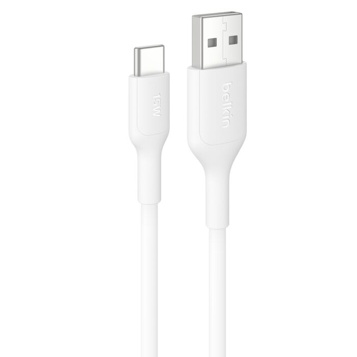 MPA-CAB021FQ1MWH Belkin BoostCharge USB-C to USB-A Cable (1M) - White (CAB021fq1MWH), 3A/15W, 480Mbps, 300K+ Bends, Apple, Samsung, USB-IF Certified, 2 Years Warranty