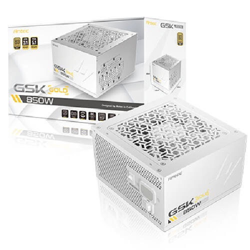 PSA-GSK850-V2-WH Antec GSK850 V2 WH 80+ Gold Fully Modular - WHITE, 850W, ATX 3.1, 140×150×86mm, 120mm fan, PCIE 5.1, 12VHPWR, OCP/OVP/UVP/SCP/OTP, 7Y warranty.