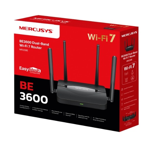 NWMS-MR25BE Mercusys MR25BE BE3600 Dual Band Wi-Fi 7 Router , 3.6 Gbps Mbps Dual-Band Speeds