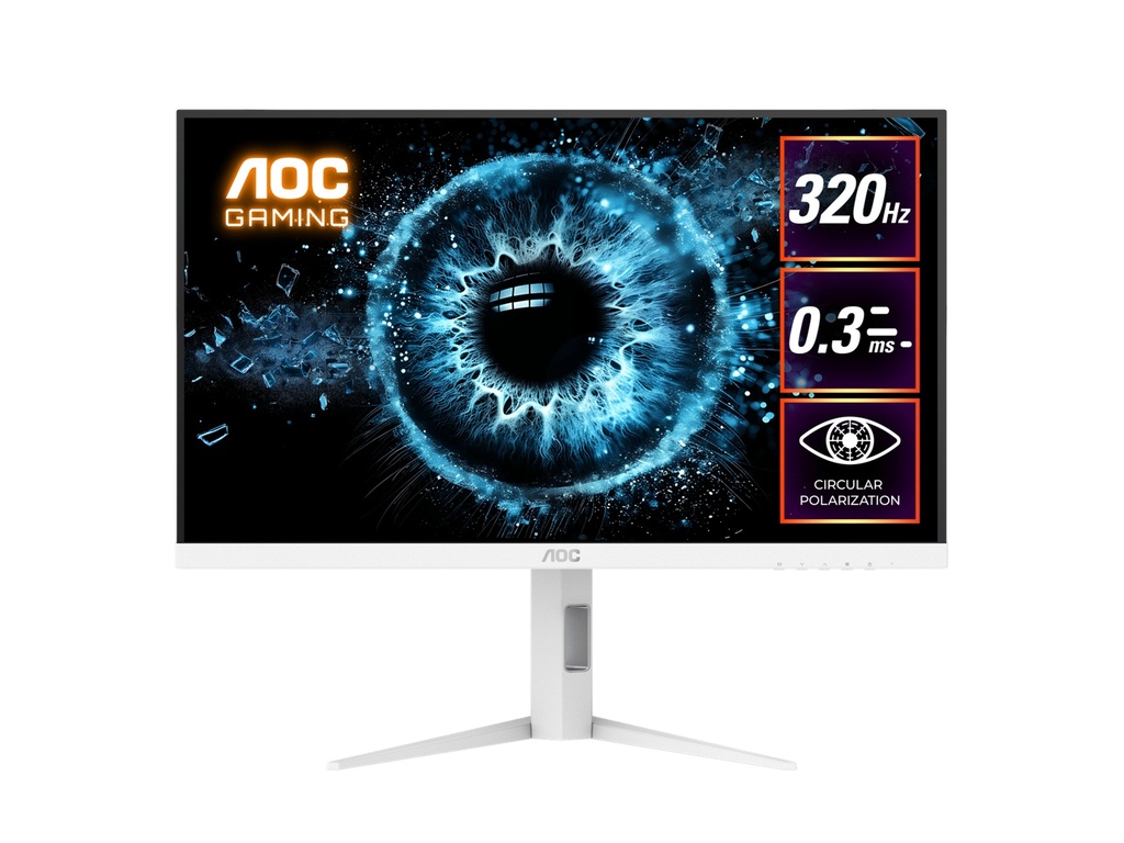 MNAO-Q27G4SLWS AOC 27' Fast IPS Q27G4SL/WS: 2560×1440 @ 320Hz, 1ms GtG, 350 nits, HDR 450 nits, sRGB 125%, DP 1.4, HDMI 2.1, ergonomic stand, VESA 100mm