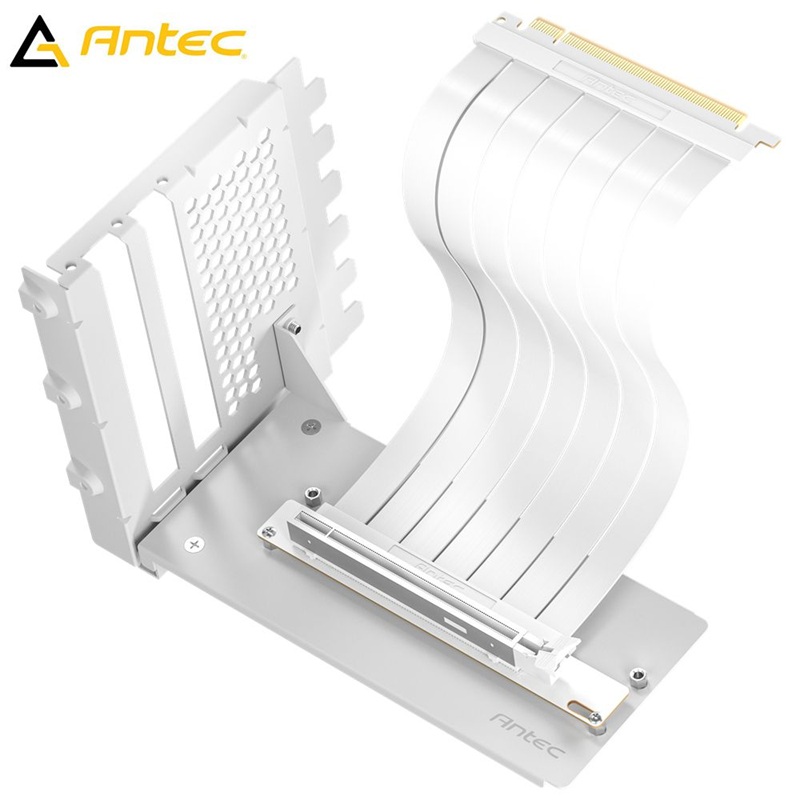 AT-RCVB-W200-PCIE5 Antec AT-RCVB-BK200-PCIE5 RTX50 PCI-E 5.0 Riser Cable Vertical Bracket Kit - White, 200mm, 64GB/s, 32GT/s, supports RTX 5090/RX 9070 XT, 1Y warranty