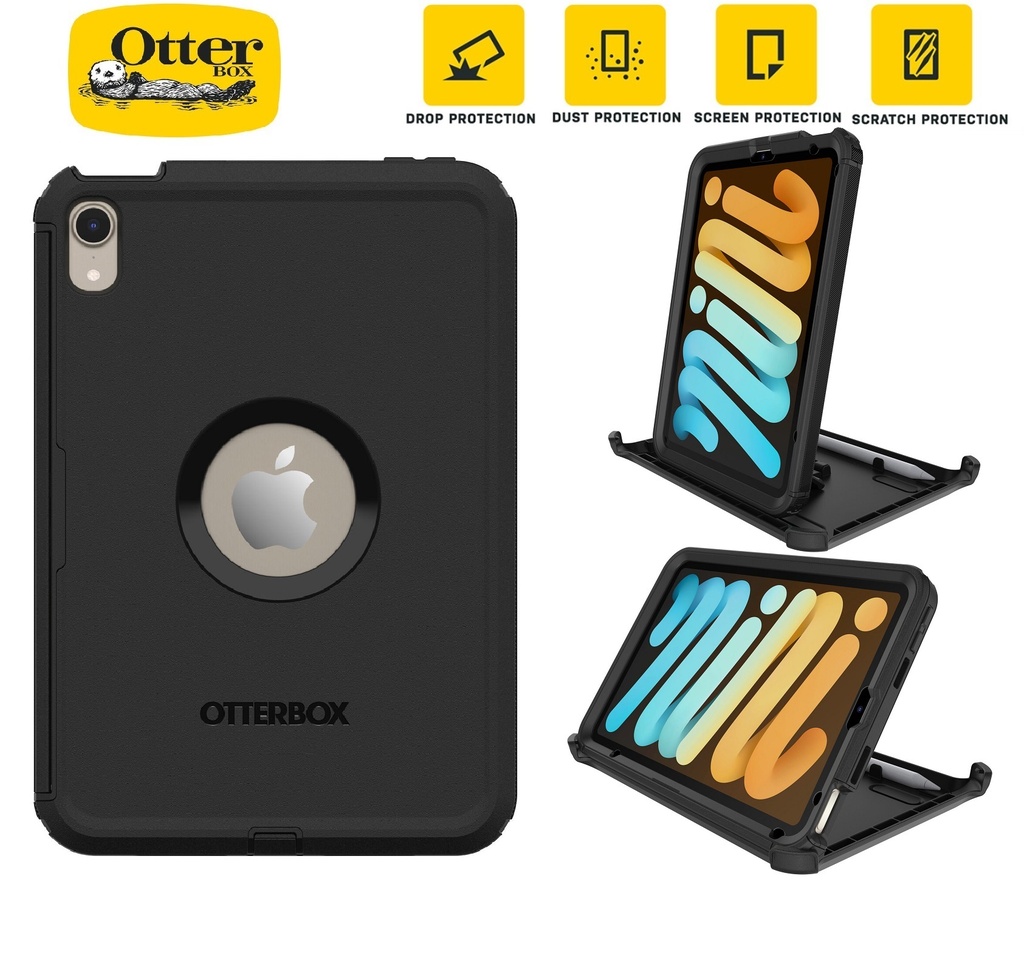 MPA-77-87478 OtterBox Defender Apple iPad Mini (8.3') (A17 Pro) (7th Gen) / iPad Mini (8.3') (6th Gen) Case Black -No Retail Packaging-(77-87478),7 Years Warranty