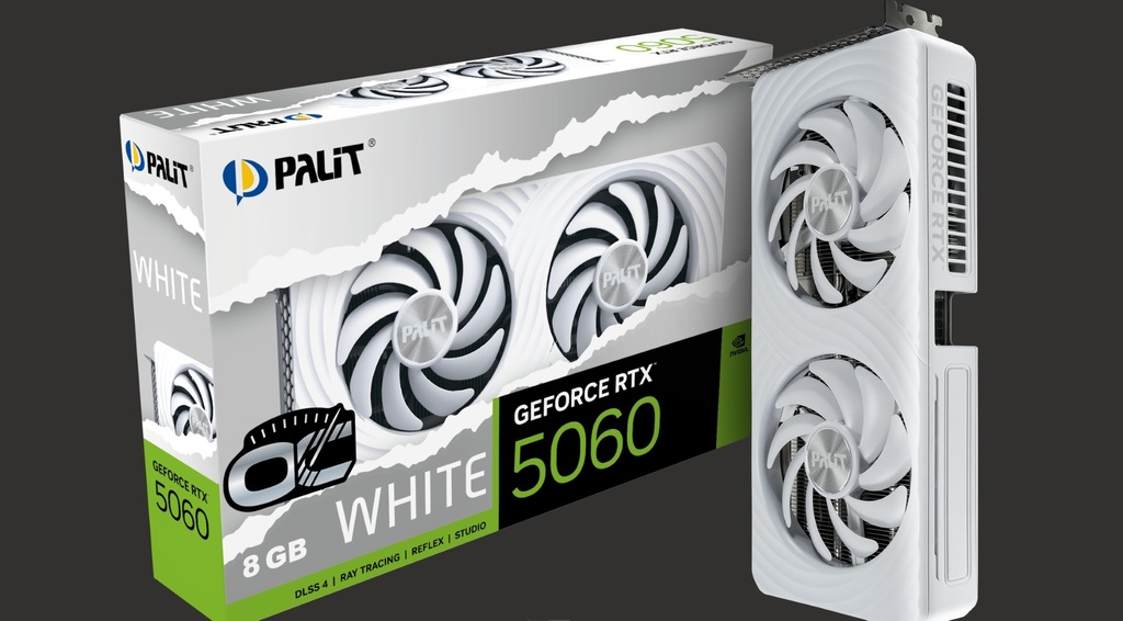 VCPA-RTX5060-WHITE-OC-8G PALIT RTX5060 WHITE OC 8GB GDDR7 128bit 3-DP HDMI NE75060U19P1-GB2063M