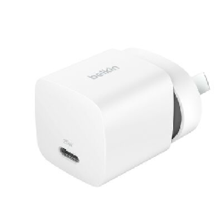 [MPA-WCA012AUWH] MPA-WCA012AUWH Belkin BoostCharge Compact 25W USB-C (PD 3.1) Cubic Wall Charger - White (WCA012auWH), Best for iPhone & Samsung,$2500 CEW, 2 Years Warranty