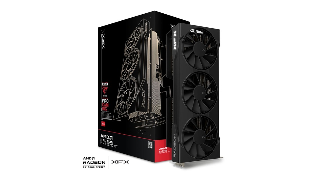 [VCX-RX9070XT-16GB-BK] VCX-RX9070XT-16GB-BK XFX Swift AMD Radeon RX 9070XT Triple fan Gaming Edition with 16GB GDDR6 HDMI 3xDP, AMD RDNA™ 4 (RX-97TSWF3B9)