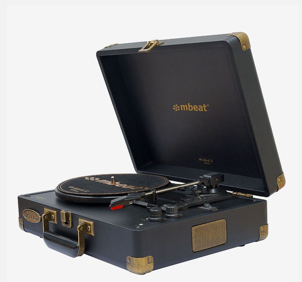 mbeat®  Woodstock 2 Black Retro Turntable Player 3-in-1 Audio Featuring 3 speed settings Bluetooth Package Weight: 3.2kg