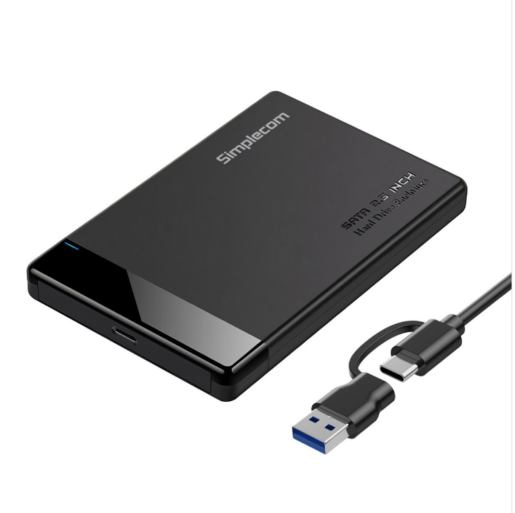 HXSI-SE109 Simplecom SE109 Tool-free 2.5' SATA HDD SSD to USB-C Enclosure USB 3.2 Gen 1 Compatible with 7mm and 9.5mm laptop 2.5' SATA HDD/SSD