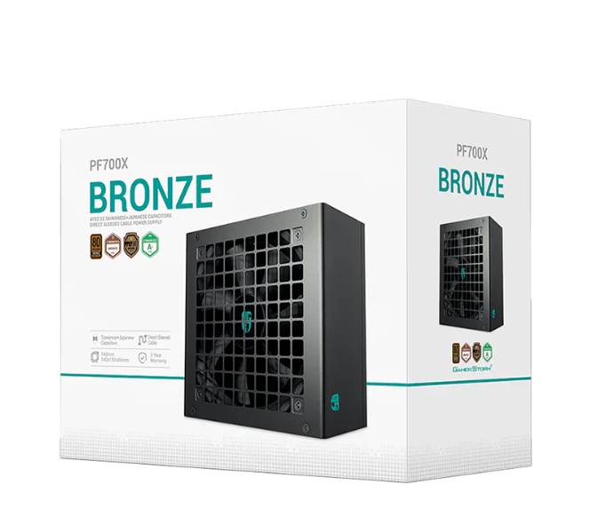 PSD-PF700X-GS DeepCool PF700X 700W Gamer Storm 80+ Bronze/ Cybenetics ATX Power Supply 120mm Fan, Japanese & Taiwanese Capacitors, DC to DC, ATX12V V2.52