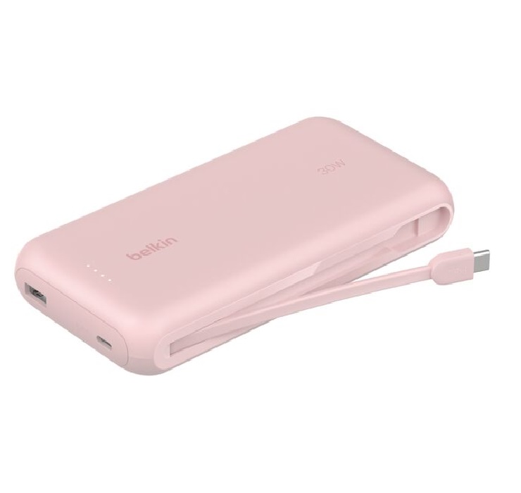 MPA-BPB024FQPK Belkin BoostCharge 20K mAh Power Bank With Integrated USB-C Cable - Pink (BPB024fqPK), 30W, 2xUSB-C, 1x USB-A, CEW $2,500, 2 Years Warranty