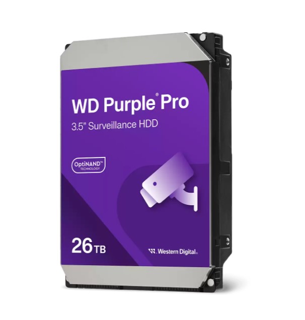 HAWD-PP35-26TB Western Digital WD Purple Pro 26TB 3.5' Surveillance HDD 7200RPM 512MB SATA 287MB/s 7200 RPM 512MB 5yrs warranty