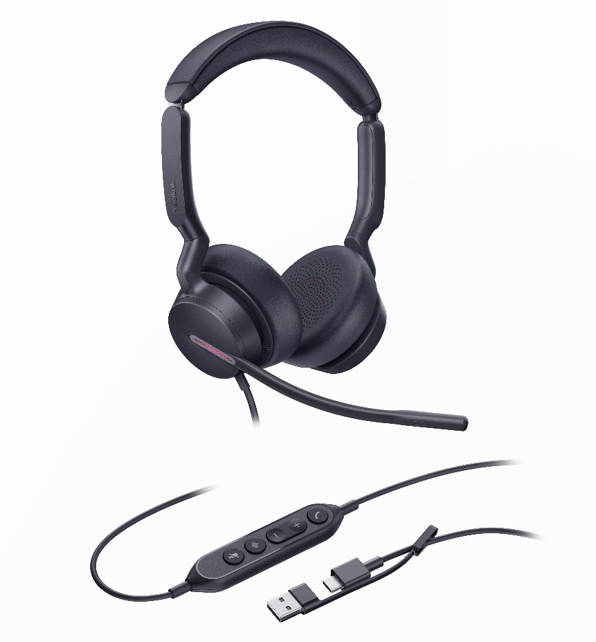 [IPY-UH46-D-UC-CA] IPY-UH46-D-UC-CA Yealink UH46 Dual UC USB-C/A Unified  Communications  USB  Wired  Headset 3-Noise-Canceling Microphones 35mm Speaker Busylight Leather Controller
