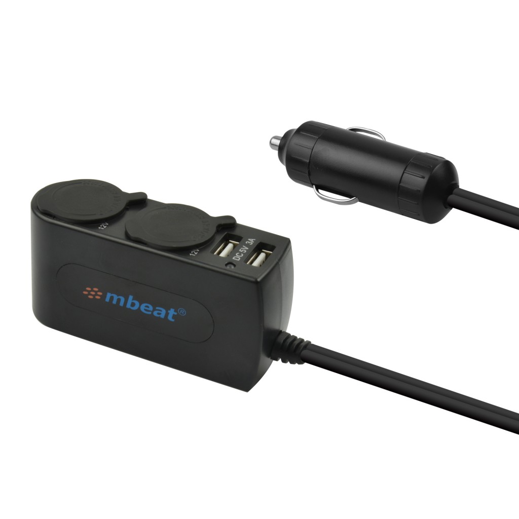mbeat®  3A / 15W Dual Port USB and Dual Cigarette Lighter Car Charger - 2x USB/2x Cigarette Charger Expanders Fast-charging with 3A output