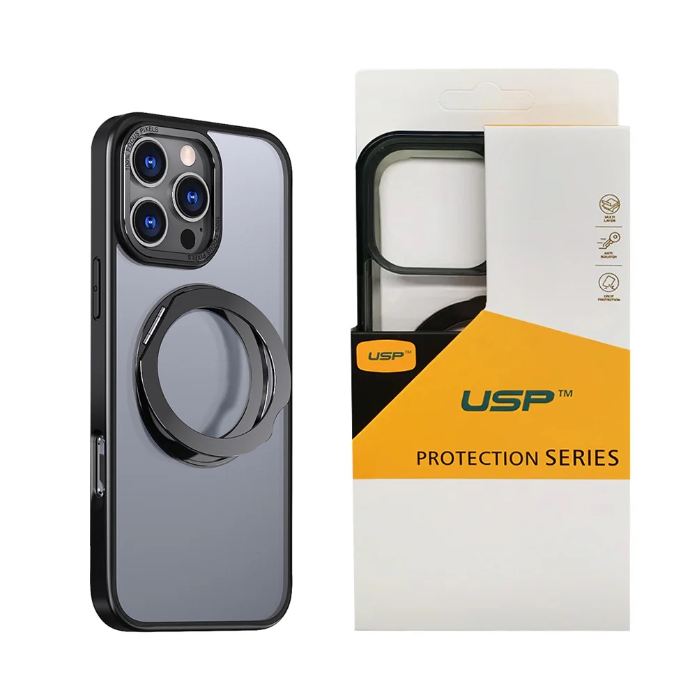 MPA-6976552044073 USP Apple iPhone 17 Pro (6.3') ShockProof Case with MagSafe Black - 360° Rotatable Ring-Stand, Scratch Resistant, Robust Protection, 5 Years Warranty