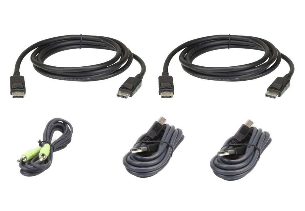 KVA-2L-7D02UDPX5 Aten 1.8m USB DisplayPort Dual Display Secure KVM Cable Kit