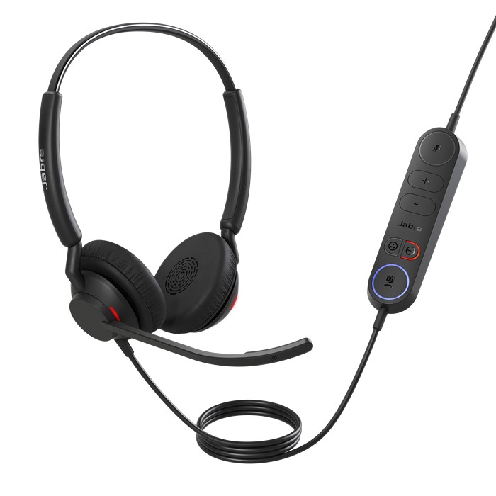SPJ-E-40-D-MS-CA Jabra Engage 40 (Inline Link) MS Teams Dual USB-C/A Corded Headsets, Lightweight & sturdy, Double the mic, Busylight, Hearing Protection Audio Quality