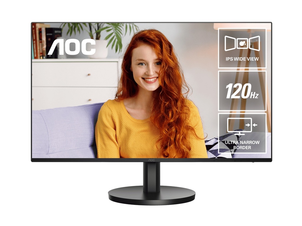 MNAO-27B3HA3 AOC 27' IPS, 120Hz, 250cd/m2,  Full HD 1920×1080 @ 100Hz – HDMI, 1920×1080 @ 60Hz – VGA, Flicker Free, VESA 100, Office Monitor (LS)