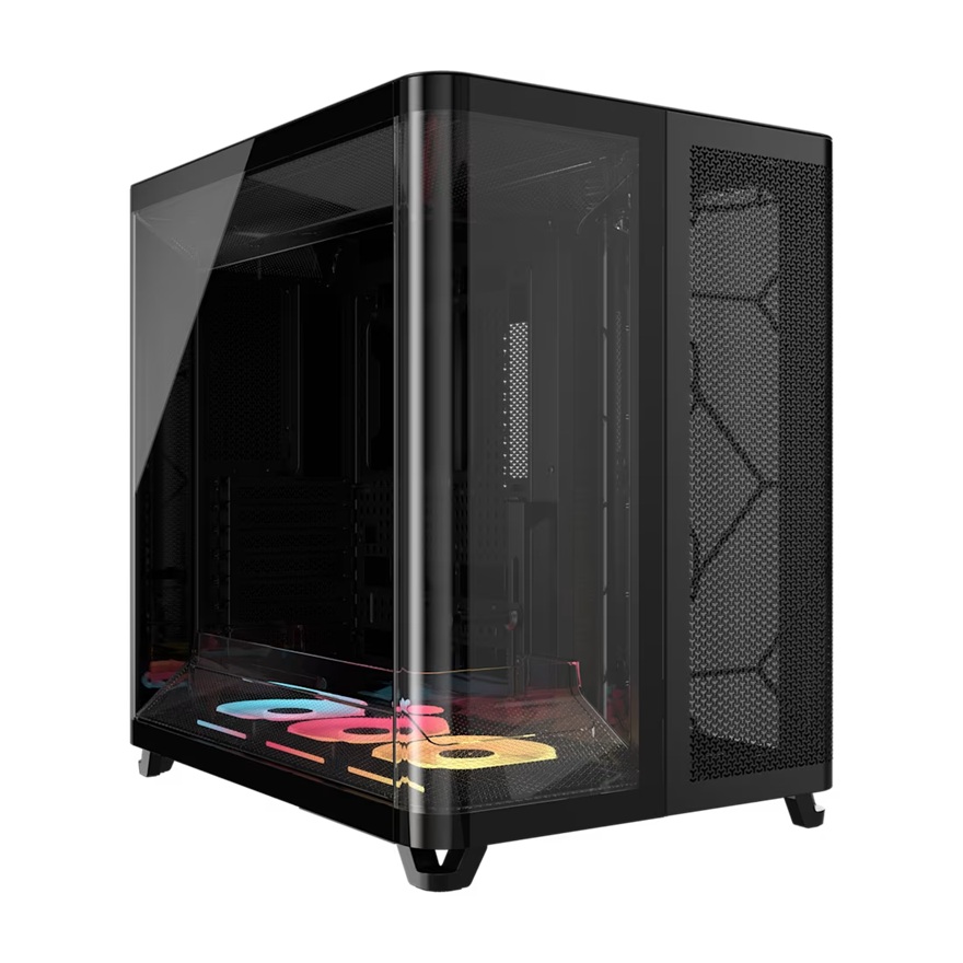 [CAC-AIR5400LX-R-BK] CAC-AIR5400LX-R-BK Corsair AIR 5400 LX-R RGB iCUE LINK Triple Chamber Mid-Tower PC Case - Black; ATX/E-ATX; 467x470x340mm; TG; 360GPU; 180CPU; 360RAD; USB-C