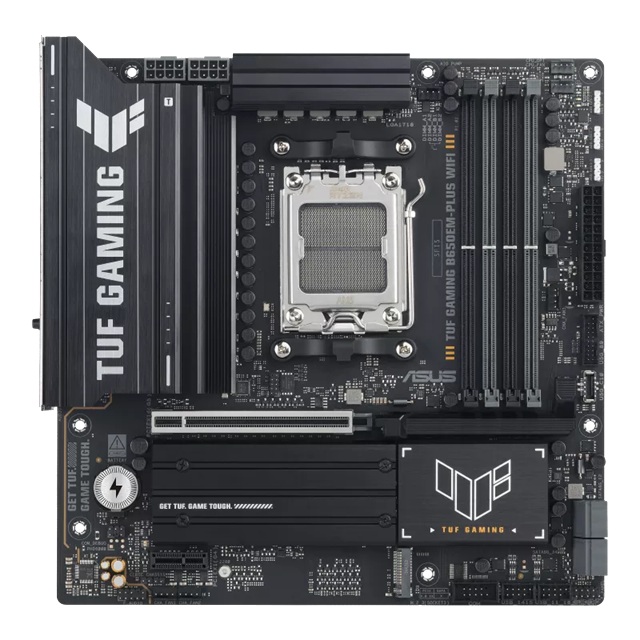 MBA-B650EM-PLUS-WFTUF ASUS AMD TUF GAMING B650EM-PLUS WIFI (AM5) Micro-ATX Motherboard, DDR5 256GB, 1x PCIe 5.0 x16, 3x M.2, 4x SATA, Wi-Fi 6E, 2.5Gb LAN, 1x HDMI, 1x DP