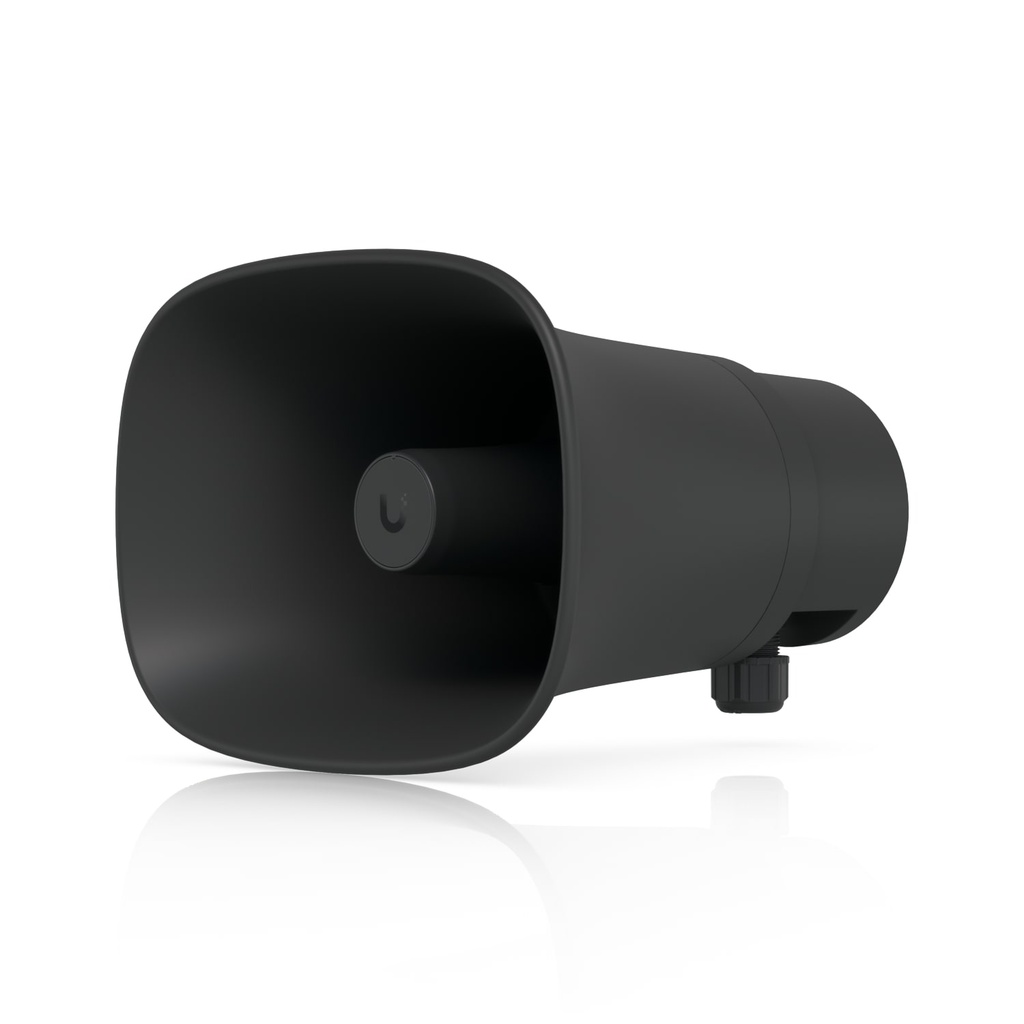 NHU-UP-AI-HORN-SPEAKER-B Ubiquiti AI Horn Speaker, Black,All-weather PoE 120 dB Horn Speaker With Advanced AI Alert Functionality&Versatile Wall, Corner,Pole Mounting Options