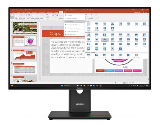 MNLEN-T27I-40 LENOVO ThinkVision T27i-40 27' FHD IPS Monitor 120Hz 1920x1080 16:9 Height Adjustable Tilt Swivel Pivot USB-C 15W PD 3xUSB-A DP HDMI VGA ~63A4MAR1AU