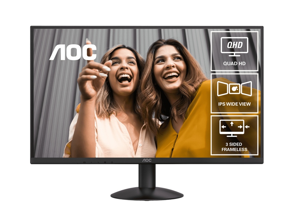 MNAO-Q27B30E AOC 27' IPS Q27B30E: 2560×1440 @ 75Hz, 4ms GtG, 300 nits brightness, sRGB 118%, HDMI 1.4 & DP 1.4, tilt stand, 100mm VESA, 20W power use