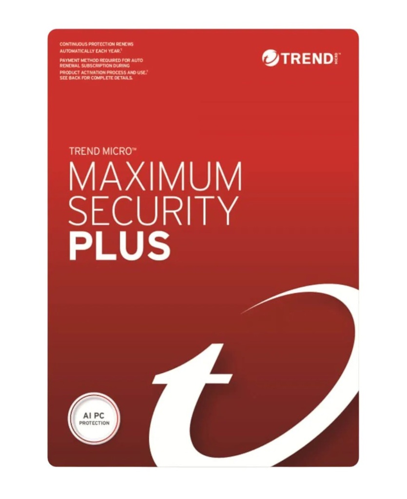 STRENDMAXSECRETPLUS3-1Y Trend Micro Maximum Security Plus (3 Devices) 1 Year Retail Mini Box Auto Renew (Plus = Secure VPN / Cleaner Pro)