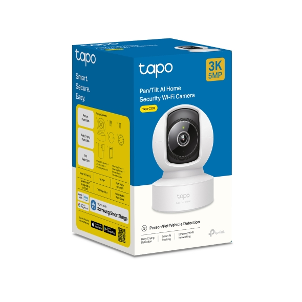 NWTL-TCC232 TP-Link Tapo C232 Pan/Tilt AI Home Security Wi-Fi Camera – 3K 5MP + Ethernet port