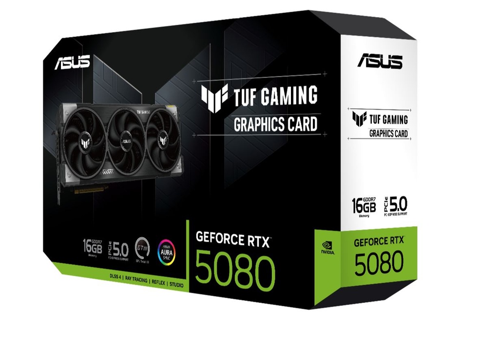 [VCA-RTX5080-16G-TUF] VCA-RTX5080-16G-TUF ASUS nVidia GeForce TUF-RTX5080-16G-GAMING RTX5080 16GB GDDR7 2617MHz Boost Clock, RAM 30Gbps, 1801 AI TOPs, Digital Max Resolution 7680 x 4320