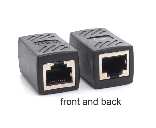 [OXH-AD-RJ45-FF] OXH-AD-RJ45-FF Oxhorn RJ45 Ethernet Inline 8 pins Coupler / Joiner Female to Female F-F Gold plated connections Black Retail bag
