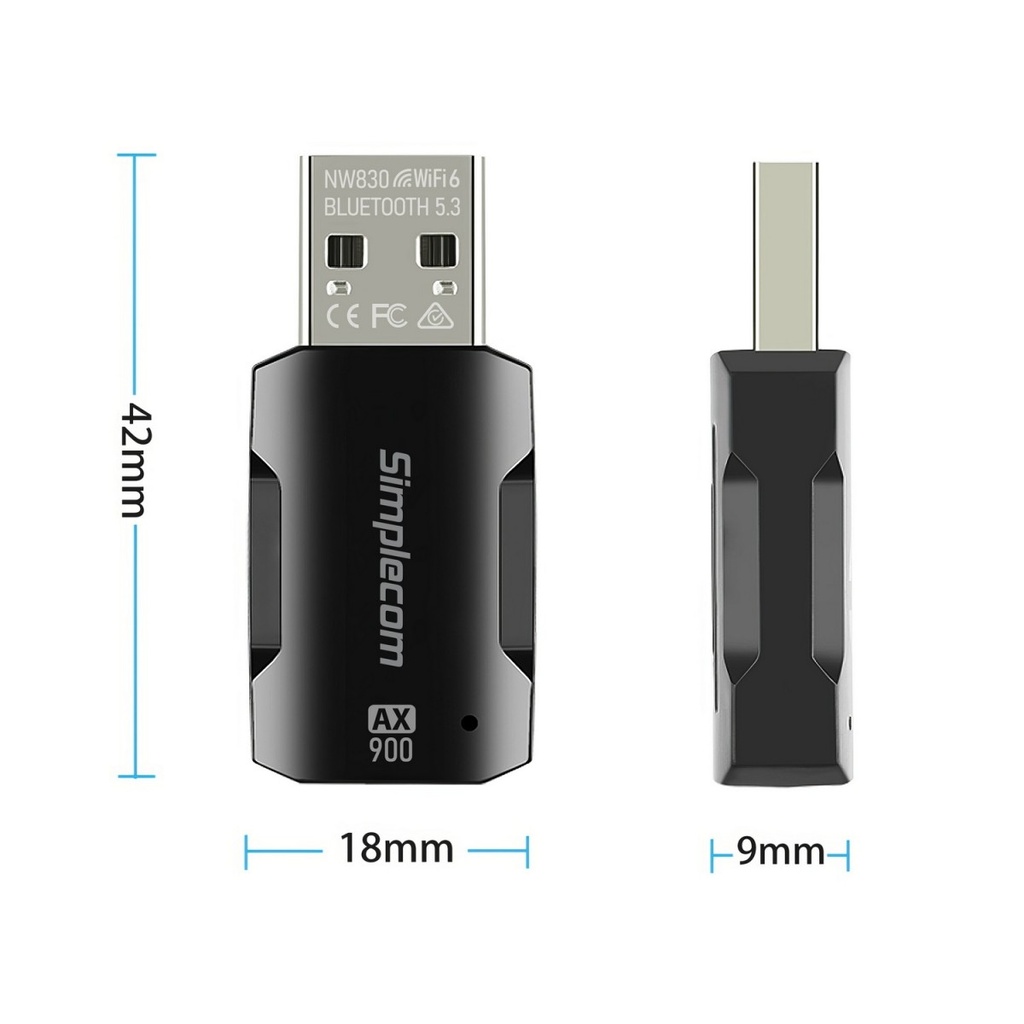 [HXSI-NW830] HXSI-NW830 Simplecom NW830 Wi-Fi 6 and Bluetooth 5.3 Combo USB Adapter Dual Band AX900