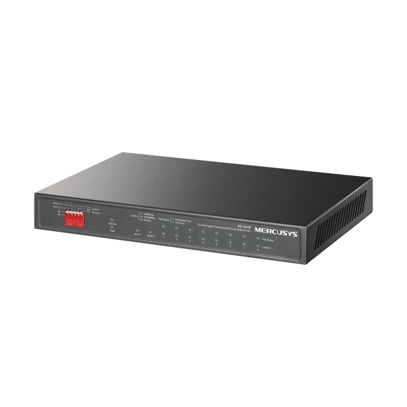NWMS-MS110GMP Mercusys MS110CMP 8-Port 10/100 Mbps + 2-Port Gigabit Desktop Switch with 8-Port PoE+