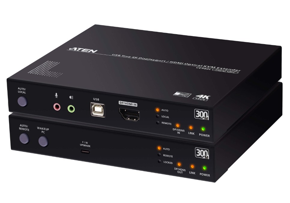 KVA-CE980-AT-U Aten USB True 4K DisplayPort/HDMI Optical KVM Extender (True 4K @ 300 m)