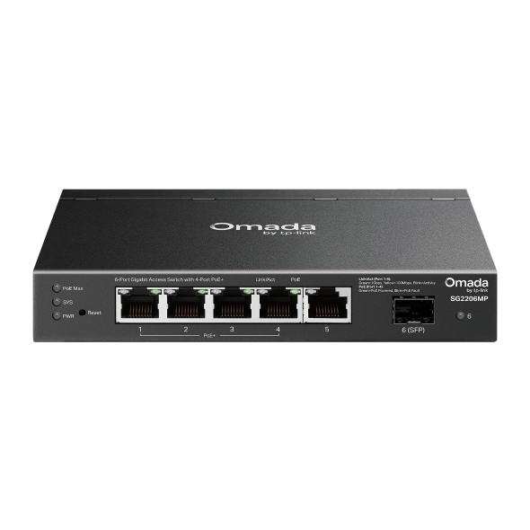NWTL-SG2206MP TP-Link SG2206MP Omada Access 6-Port Gigabit Switch with 4-Port PoE+