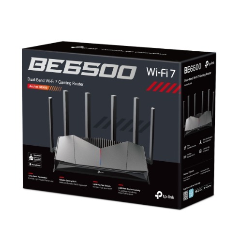 NWTL-ARCHERGE400 TP-Link Archer GE400 BE6500 Dual-Band Wi-Fi 7 Gaming Router (WIFI7) 688 Mbps at 2.4 GHz + 5765 Mbps at 5 GHz, 6× external Antennas, 2.0 GHz Quad-Core