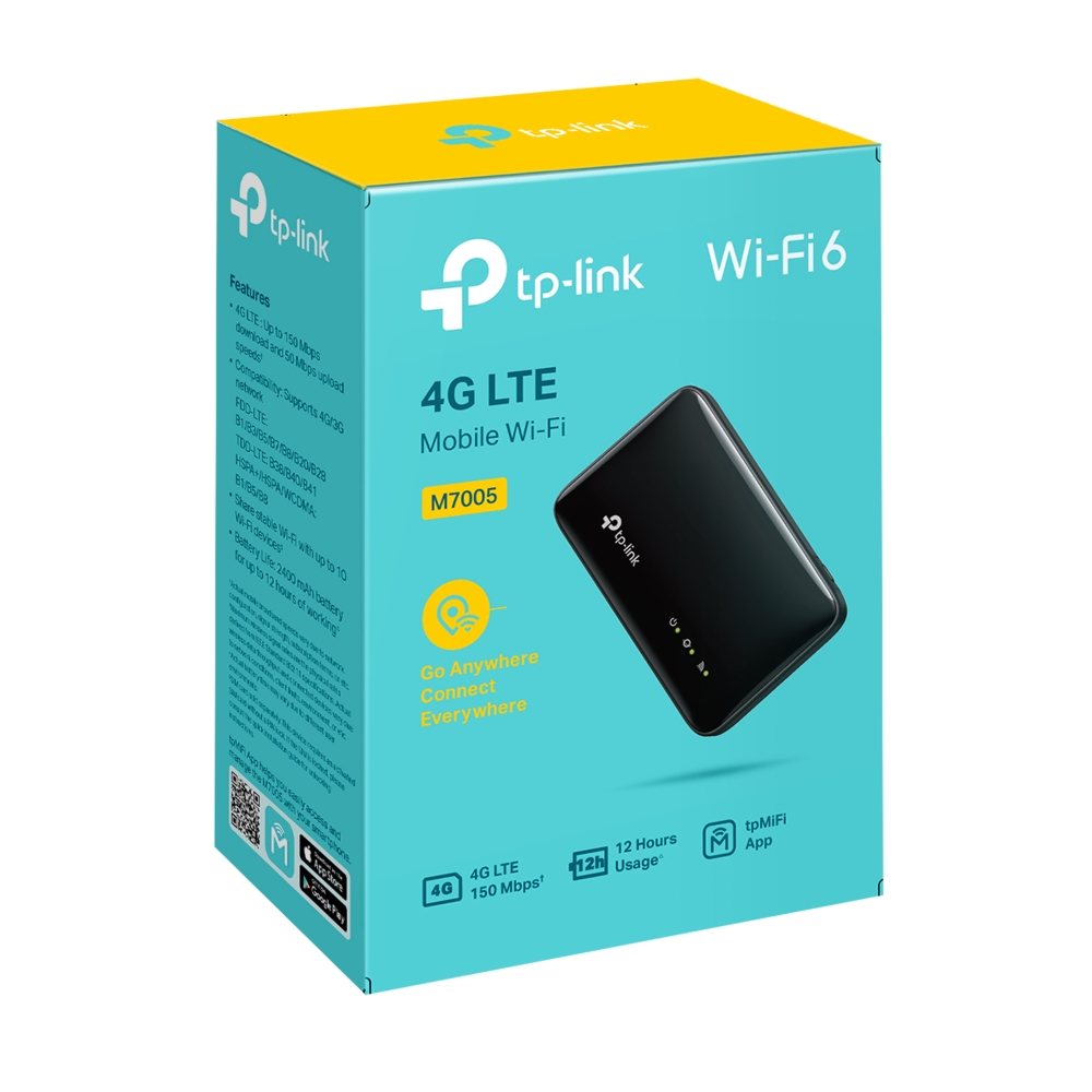 NWTL-M7005 TP-Link M7005 4G LTE Mobile Wi-Fi Supported with up to 150 Mbps download and 50 Mbps upload speeds