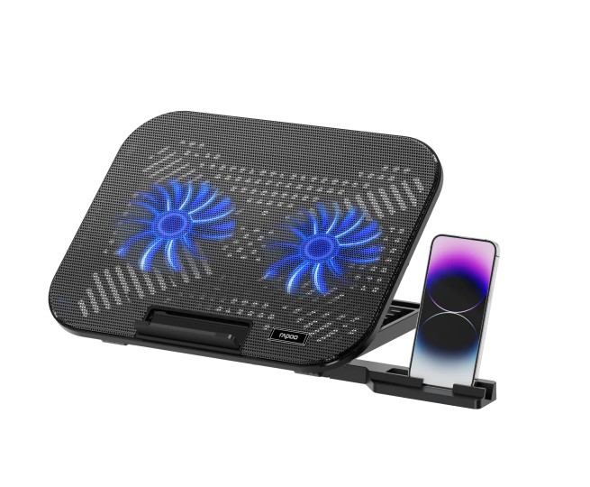 NAP-CF200-B Rapoo Laptop Cooling Pad CF200,  2 High-Efficiency Cooling Fans, 6 Adjustable Angles, Multi-Functional & Versatile