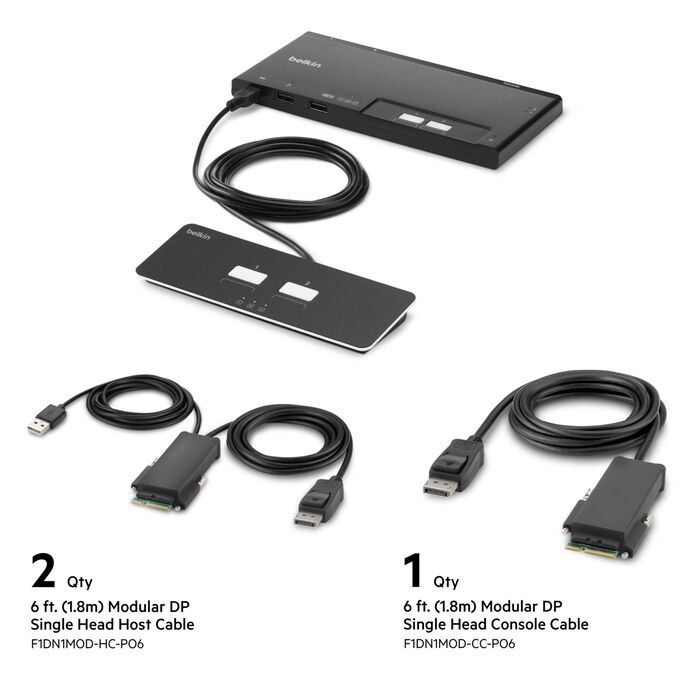MPA-F1DN102MOD-PP-4 Belkin Cybersecurity and Secure KVM 2-Port Single Head DP Modular Secure KVM Switch PP4.0 W/ Remote-Black(F1DN102MOD-PP-4),12VDC 2.5A,2 Years Warranty