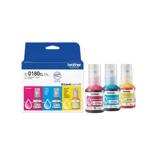 COB-BTD180CLVAL Brother *NEW* BTD180 COLOUR VALUE PACK 1X CYAN, 1X MAGENTA, 1X YELLOW - for DCP-T580DW