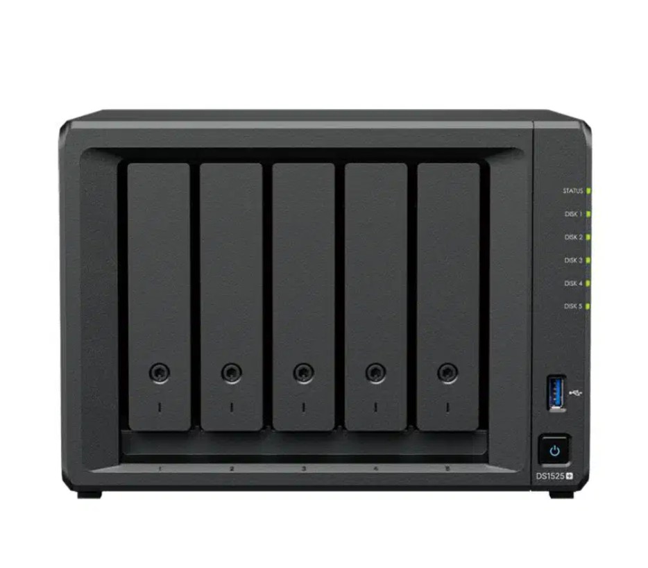 BASY-DS1525+ Synology DiskStation DS1525+ 5-Bay 3.5' , 2x 2.5 GbE (Tower), AMD Ryzen Quad Core 2.2GHz, 8GB RAM, x USB3.2, 2x Expansion 3YW
