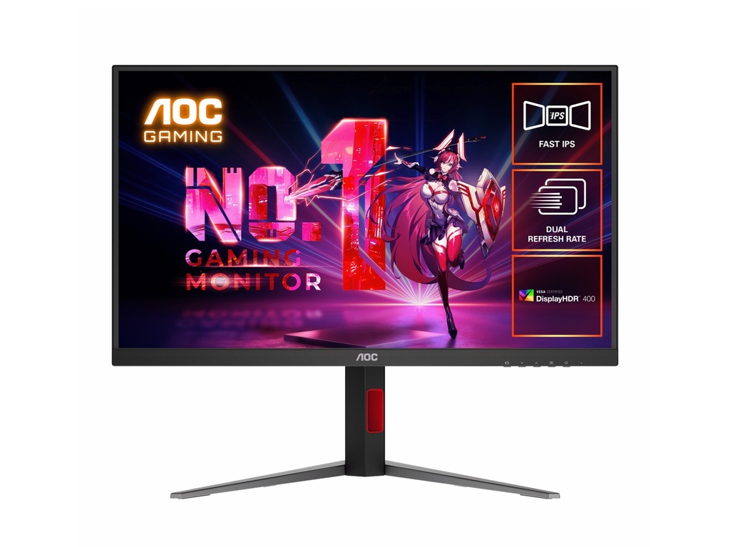 MNAO-U27G4 AOC 27' Fast IPS U27G4: 3840×2160@160Hz, 1920 × 1080 @ 320Hz, 0.5ms MPRT, HDR, sRGB 127%, DCI-P3 99%, HDMI 2.1, DP 1.4, ergonomic stand, VESA 100mm
