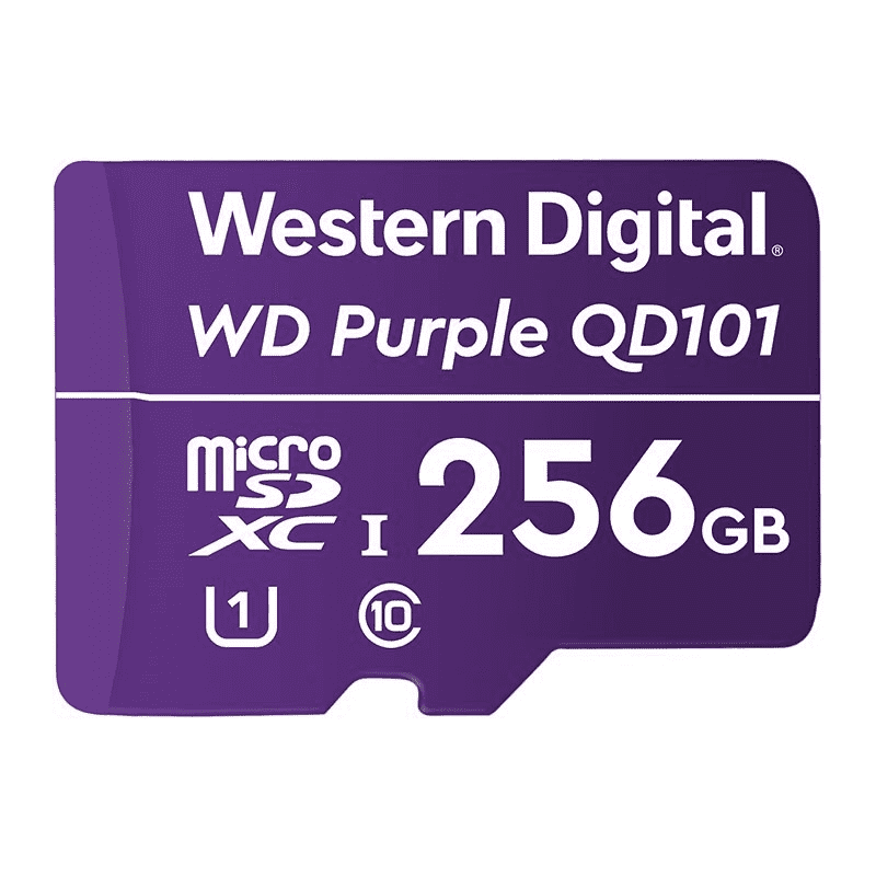 Western Digital WD Purple 256GB MicroSDXC Card 24/7 -25°C to 85°C Weather  Humidity Resistant for Surveillance IP Cameras mDVRs NVR Dash Cams Drones